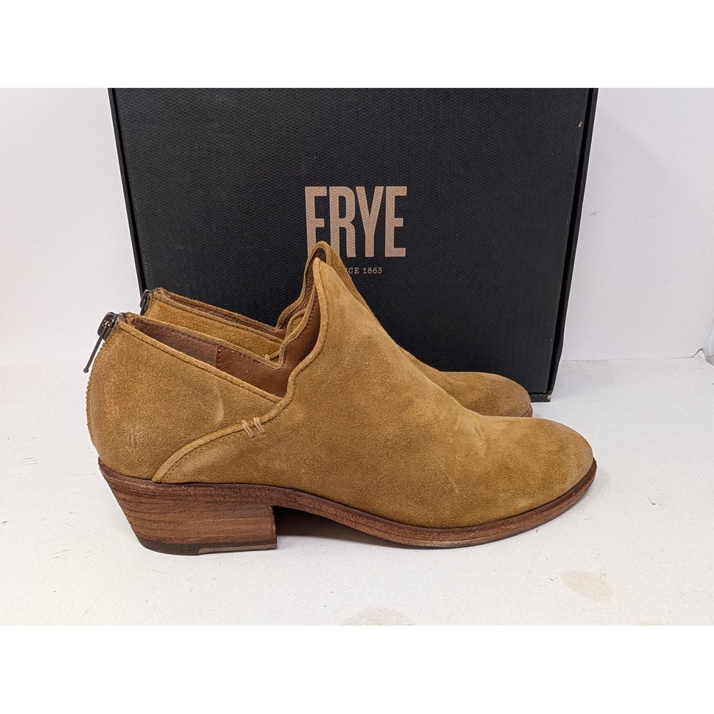 Frye Boots Womens Size 9 Brown Suede Carson Shootie Ankle Booties Western Brandy